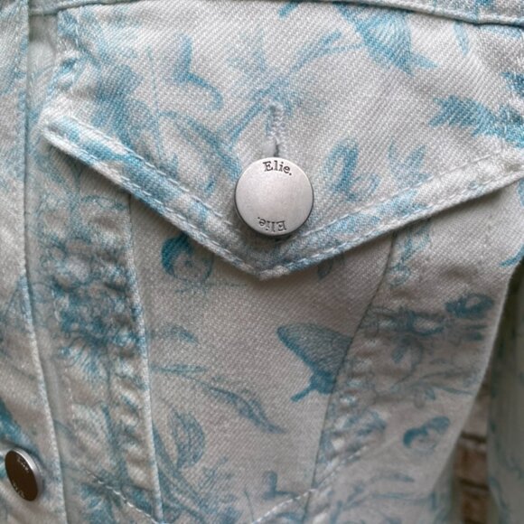 Elie Tahari Whimsical Print Jean Jacket Sz M - Picture 6 of 10